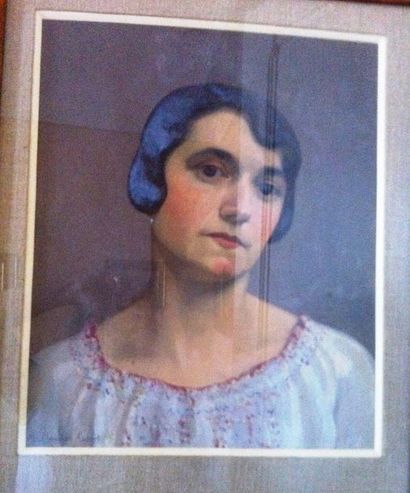 null M.L. MOISSON AUBERT
Portrait de jeune femme à la blouse.
Huile sur toile signée...