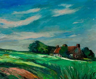 null Anders OSTERLIND (1887-1960)
"Paysage breton à la petite maison"
Huile sur toile...
