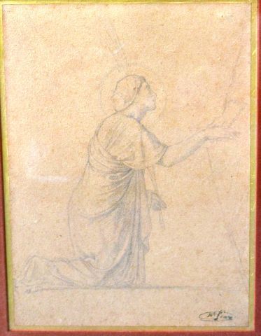 null Hippolyte FLANDRIN (1809-1864)
Femme agenouillée donnant sa main.
Dessin. 
cachet...