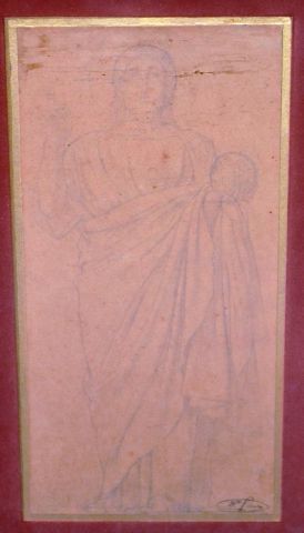 null Hippolyte FLANDRIN (1809-1864)
Christ Pantocrator.
Dessin.
Cachet en bas à droite.
A...