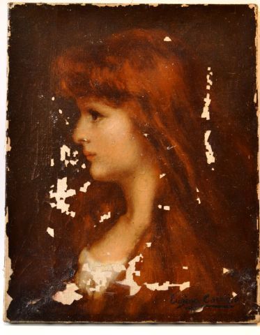 null "Buste de jeune fille" 
Huile sur toile signée en bas à droite "Eugène Carrière"...