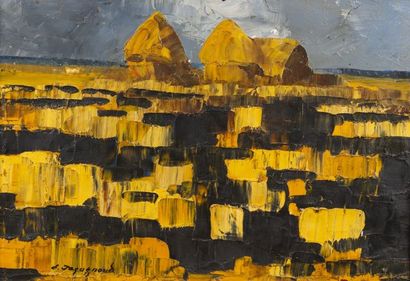 null Edouard Jacquenoud (1926-1968) "Les blés brulés" Huile sur toile signée en bas...