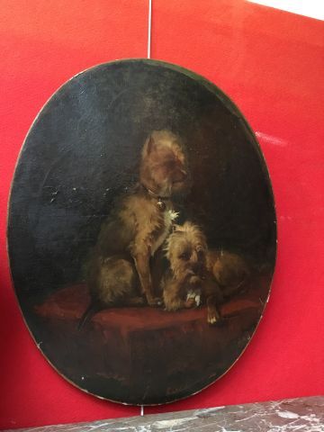 null Christophe CATHELINAUX (1819-1883)
Deux chiens 
Huile sur toile signée