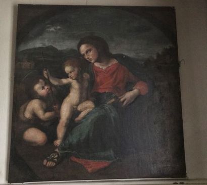 null Vierge à l'enfant et saint Jean Baptiste.
Huile sur toile.
88 x 84,5 cm.
