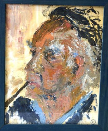 null Portrait d'homme fumant 
Huile sur toile monogrammé C en bas à droite
A vue...