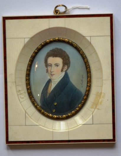 null Moritz-Michael DAFFINGER (1790-1849)
Portrait d'homme en veste bleue
Miniature...