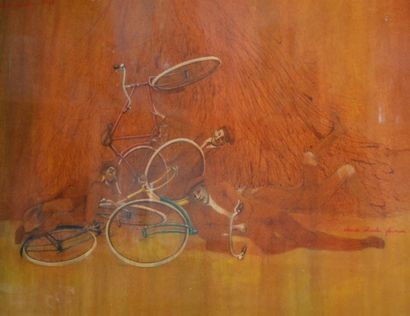 null Claude Charles FOURRIER
Bicyclettes
Gouache.
A vue : 44 x 59 cm