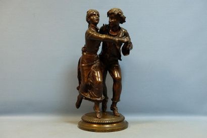  « Couple de danseurs », important bronze signé PAUL DUBOIS (H : 73) Gazette Drouot