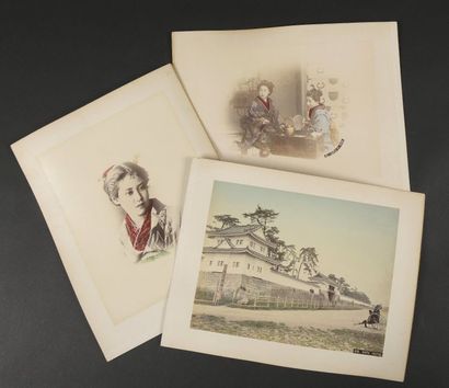 Kusakabe KIMBEI (1841-1934) 
Six portraits japonais et deux vues
Tirages albuminés...