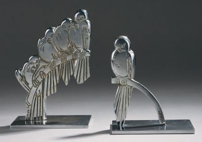 HERZIC Hirondelles
Serre-livres en métal chromé.
Signés.
Haut.: 15 cm - 12 cm