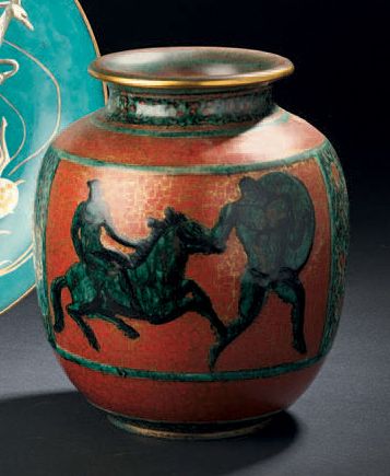 Jean MAYODON (1893-1967) * Vase en céramique à corps ovoïde épaulé et col ouvert...