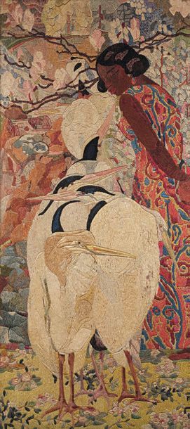 Marie-Madeleine PIERRE née MASSON (1901-1977) Femme aux hérons
Tableau broderie dans...