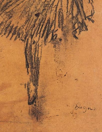 Edgar DEGAS (1834-1917) Quatre danseuses évoluant
Fusain sur papier calque contrecollé...