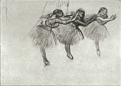 Edgar DEGAS (1834-1917) Quatre danseuses évoluant
Fusain sur papier calque contrecollé...