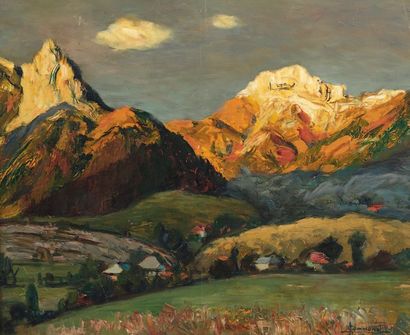 Joseph Victor COMMUNAL (1876-1962) Les Aravis
Huile sur panneau signée en bas à droite.
38...