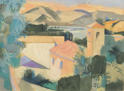 André LHOTE (1885-1962) Paysage méridional
Gouache sur papier signé en bas à gauche.
27...