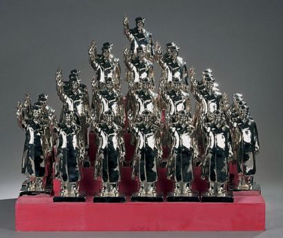 HUANG Gang (Né en 1961) Pyramid of Mao
Bronze à patine argenté, ensemble de 28 sculptures...