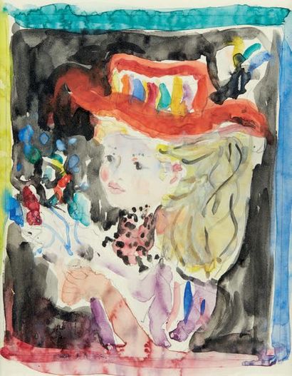 Constantin TERECHKOVITCH (Moscou 1902 - Monaco 1978) Femme au chapeau rouge
Aquarelle...