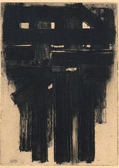 Pierre SOULAGES (né en 1919) Eau-forte III. 1956. Eau-forte. 245 x 173. [267 x 197]....