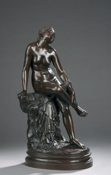 Félix-François ROUBAUD (1825-1876) 
Eurydice
Bronze à patine médaille signée et datée...