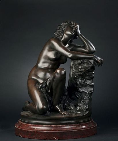 AIME MILLET (1819-1891) 
Ariana Épreuve en bronze de patine brune, titré en grec,...
