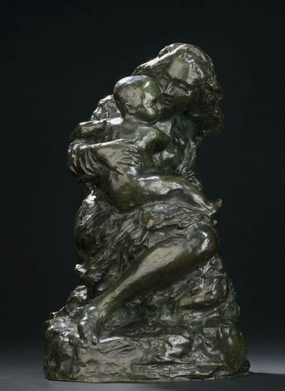 JEAN BAPTISTE CARPEAUX (1827-1875) 
Jeune femme et son enfant
Épreuve en bronze à...
