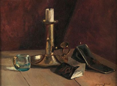 Georges BINET Still life with candle holder
Oil on canvas.
23 x 31 cm
Frame.