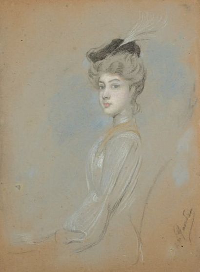 Antonio DE LA GANDARA (1861-1917) 
Élégante assise, portrait de Mademoiselle Lucienne...