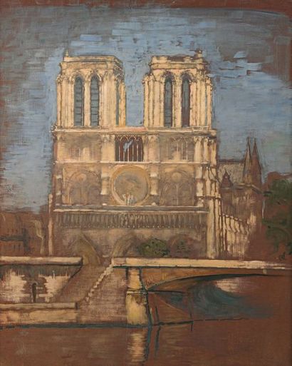 Antonio DE LA GANDARA (1861-1917) 
Notre-Dame de Paris
Huile sur toile, signé du...