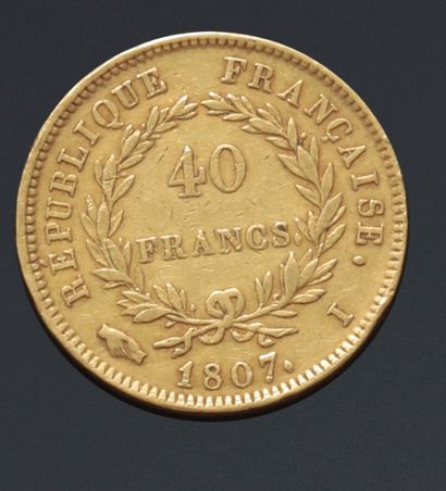 null NAPOLÉON Ier 1804-1814 

Monnaie de 40 Francs en or, Napoléon Empereur tête...