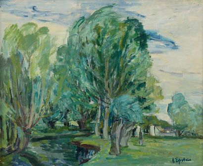 Henri EPSTEIN (Lodz 1891-1944 déporté) Paysage à l'étang
Huile sur toile, signée...