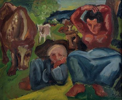 Henri EPSTEIN (Lodz 1891-1944 déporté) Gardeuses de vaches, ca.1922
Huile sur toile.
Signée...