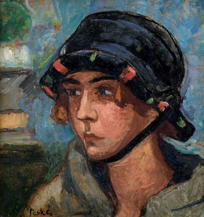 Jean PESKÉ (Jan Peszke dit) (Golta 1870-1949 Le Mans) Portrait de jeune fille au...