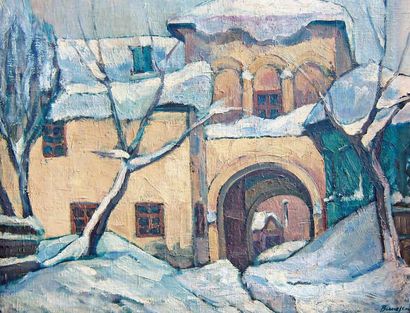 Marius BUNESCU (1881-1971) La Maison Costa Foru à Bucarest
Huile sur toile signée...