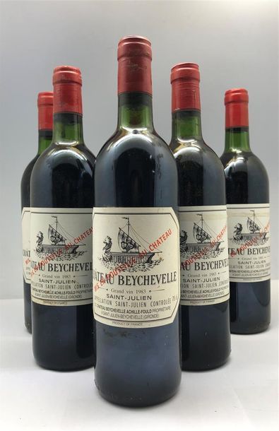 6 bouteilles de Château Beychevelle Saint-Julien...