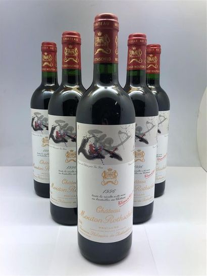 null 6 bouteilles de Mouton-Rothschild Pauillac 1996 en caisse bois d'origine