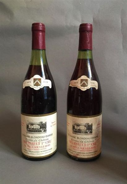 null 2 bouteilles de Meursault 1er cru rouge La Pièce Sous le Bois 1978, Domaine...