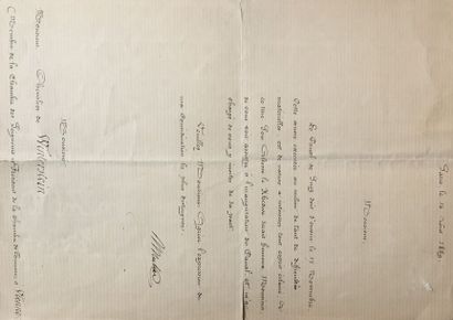 null CANAL DE SUEZ.
Invitation à l'inauguration du Canal de Suez. Paris 14 août 1859;...