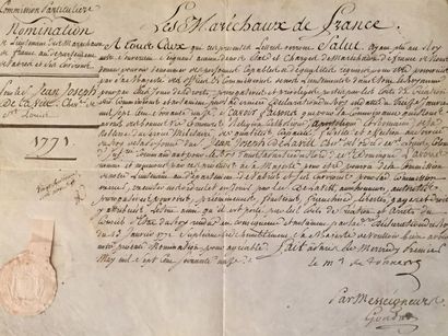 null HISTOIRE.
Pièces signées: Marquis de Tonnerre (1771 - nomination de lieutenant...