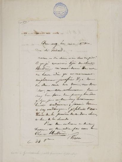 HUGO Victor [Besançon, 1802 - Paris, 1885], poète et écrivain français Lettre autographe,...