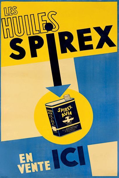 TOLMER Les Huiles Spirex, 1938.
Affiche entoilée.
98 x 62 cm