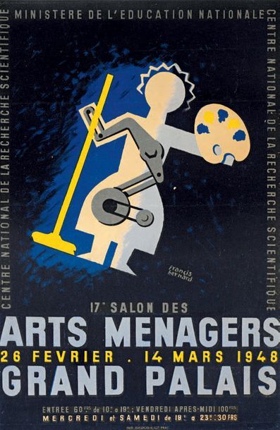 Francis BERNARD Salon des Arts Ménagers de 1948.
Imprimerie Bedos & cie, Paris.
Affiche...