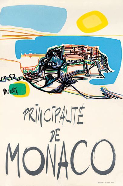 Raymond MORETTI Principauté de Monaco, 1960.
Imprimeur Alex Hagaerts.
Affiche entoilée.
98...