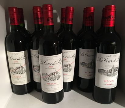 12 bottles of Château LA TOUR DE BY Médoc, 5 from 2007, 7 from 2001