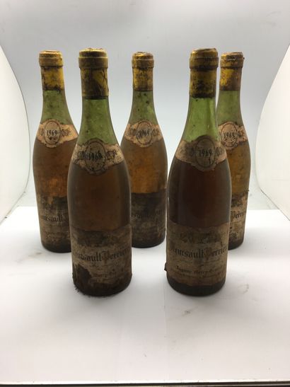  5 bouteilles de MEURSAULT-PERRIERES 1969...