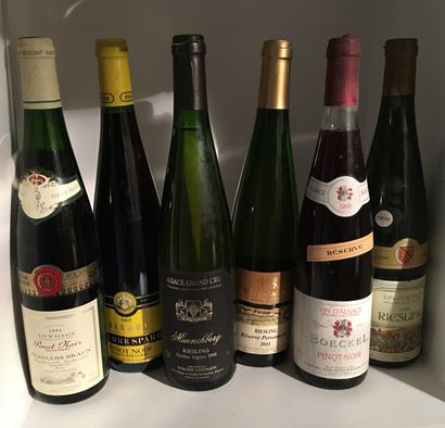 6 bouteilles dont 1 ALSACE GRAND CRU Riesling...