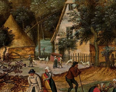 Pieter II BRUEGHEL dit BRUEGHEL le JEUNE (Bruxelles 1564-Anvers 1638) 
Le repas des...