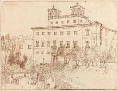 École ITALIENNE du XVIIIe siècle, suiveur de Caspar van WITTEL La villa Médicis
Plume...