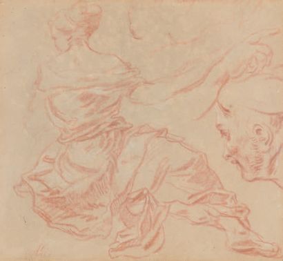 École FRANÇAISE, 1758 
Study of a draped woman seen from the back and head
On the...