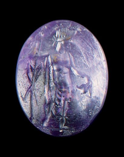 Convex oval intaglio engraved with a Bacchus...